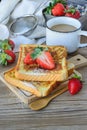 French Toasted with strawberry and Coffee, Breakfast Healthy