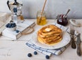 French toasts with butter and blueberries for breakfast Royalty Free Stock Photo
