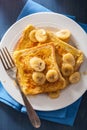 French toasts with caramelized banana for breakfast Royalty Free Stock Photo