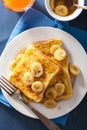 French toasts with caramelized banana for breakfast Royalty Free Stock Photo