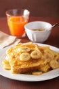 French toasts with caramelized banana for breakfast