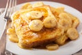 French toasts with caramelized banana for breakfast Royalty Free Stock Photo