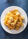 French toasts with caramelized banana for breakfast Royalty Free Stock Photo