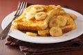 French toasts with caramelized banana for breakfast Royalty Free Stock Photo