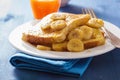 French toasts with caramelized banana for breakfast Royalty Free Stock Photo