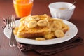 French toasts with caramelized banana for breakfast Royalty Free Stock Photo