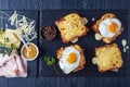 French toasts croque monsieur and croque madame Royalty Free Stock Photo