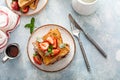 French toasts with strawberry and powdered sugar Royalty Free Stock Photo