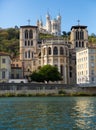 Town Lyon at riverside Saone in France, view with buildings and river Royalty Free Stock Photo