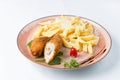 French traditional cuisine crispy, cheesy chicken cordon bleu Royalty Free Stock Photo