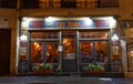 The French traditional restaurant Les Baux de Paris located in Latin quarter at night, Paris, France. Royalty Free Stock Photo