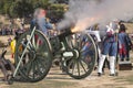 French troops firing cannon on the battlefield during the Representation of the Battle of Bailen