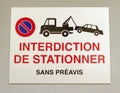 French vehicles towing sign