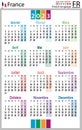 French vertical pocket calendar for 2023. Week starts Monday