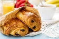 French viennoiserie pain au chocolat for breakfast Royalty Free Stock Photo