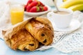 French viennoiserie pain au chocolat for breakfast Royalty Free Stock Photo