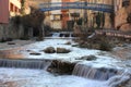 French village of Renne les Bains in Aude and waterfalls on Sals river Royalty Free Stock Photo