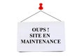 French warning of website under maintenance