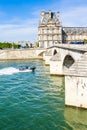 French water policemen in a speed boat on the river Seine Royalty Free Stock Photo