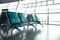 French windows of the airport terminal chairs Royalty Free Stock Photo