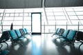 French windows of the airport terminal chairs Royalty Free Stock Photo