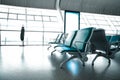 French windows of the airport terminal chairs Royalty Free Stock Photo