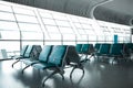 French windows of the airport terminal chairs Royalty Free Stock Photo