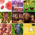 French Wine Collage. Many photos of grapes, wine glasses, barrels, corks etc Royalty Free Stock Photo