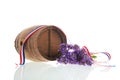 French Wine barrel and Lavender on white background Royalty Free Stock Photo