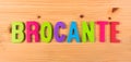 French word brocante on wood Royalty Free Stock Photo