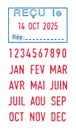 French word Recu Received and dates ink stamp