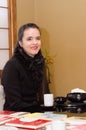 French writer AmÃÆelie Nothomb poses for pictures in Tokyo, Japan. She visited Tokyo to fil