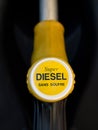 French yellow super diesel pump Royalty Free Stock Photo