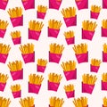 French fries seamless pattern vector illustration background Royalty Free Stock Photo