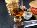 Frenchfries chips whisky glass glencairn singlemalt Royalty Free Stock Photo