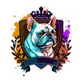 Frenchie french bulldog dog mascot character logo design with badges Royalty Free Stock Photo