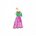 Frenchwoman in national dress character illustration on white background