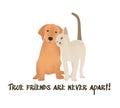 cat and dog friendship day greeting card