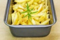 Frensh fries with rosemary in dish