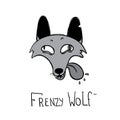 Frenzy wolf cartoon style logotype.