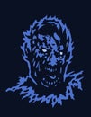 Frenzy zombie head. Vector illustration