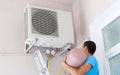 Freon air conditioner refill Royalty Free Stock Photo
