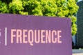 Frequence sign at marketing and advertising software company headquarters