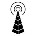 Frequency antenna - radio tower icon, vector illustration, black sign