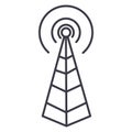 Frequency antenna,radio tower vector line icon, sign, illustration on background, editable strokes Royalty Free Stock Photo