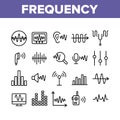 Frequency Pulse Wave Collection Icons Set Vector