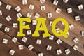 Frequently asked question FAQ with question mark tiles