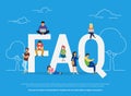 Frequently asked questions concept illustration of young people standing near letters Royalty Free Stock Photo