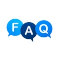 Frequently asked questions FAQ banner. Computer with question icons. Vector stock illustration Royalty Free Stock Photo