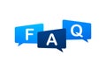 Frequently asked questions FAQ banner. Computer with question icons. Vector stock illustration. Royalty Free Stock Photo